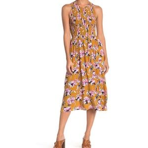 MELLODAY “floral Smocked sleeveless Midi dress”